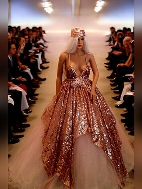 "HELEN" Blush Art Deco Wedding Ballgown Set